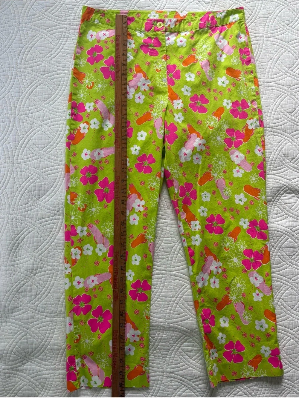 Oilily Girls Bright Lime Green Floral  Pants XL